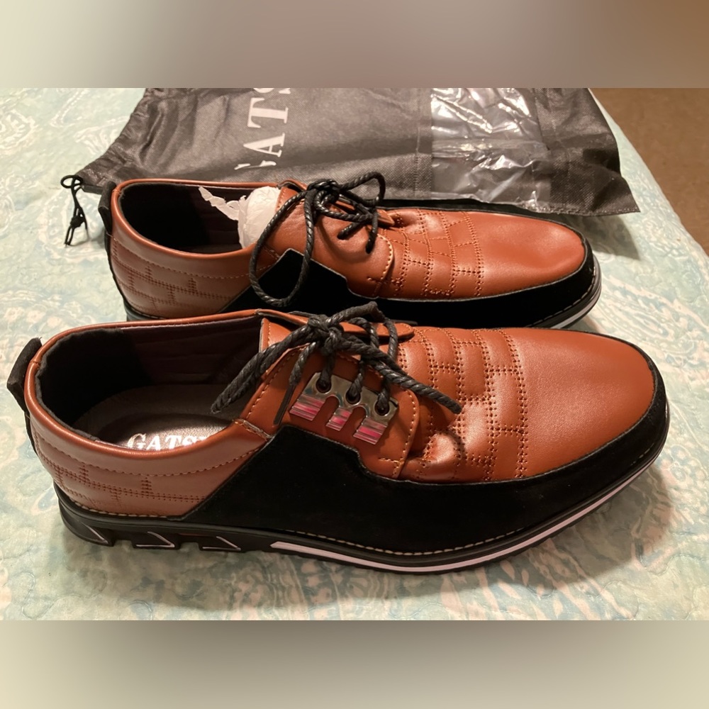GATSBY Brown and Black Men’s Oxford-Derby Lace-Up Shoes